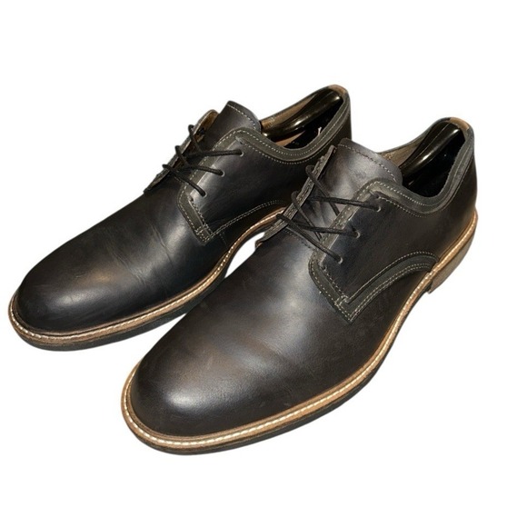 Ecco Kenton Derby Tie Black Leather Oxfords Dress Shoes Mens 11 - Picture 2 of 10